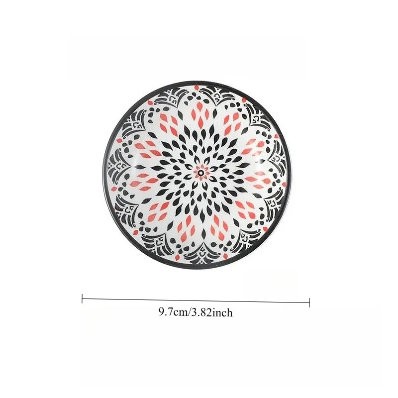 Bohemian Ceramic Condiment Dishes Set Sauce Plates Bowls  Spice Plates for Home  Restaurant Sushi Bar Parties Picnics Camping