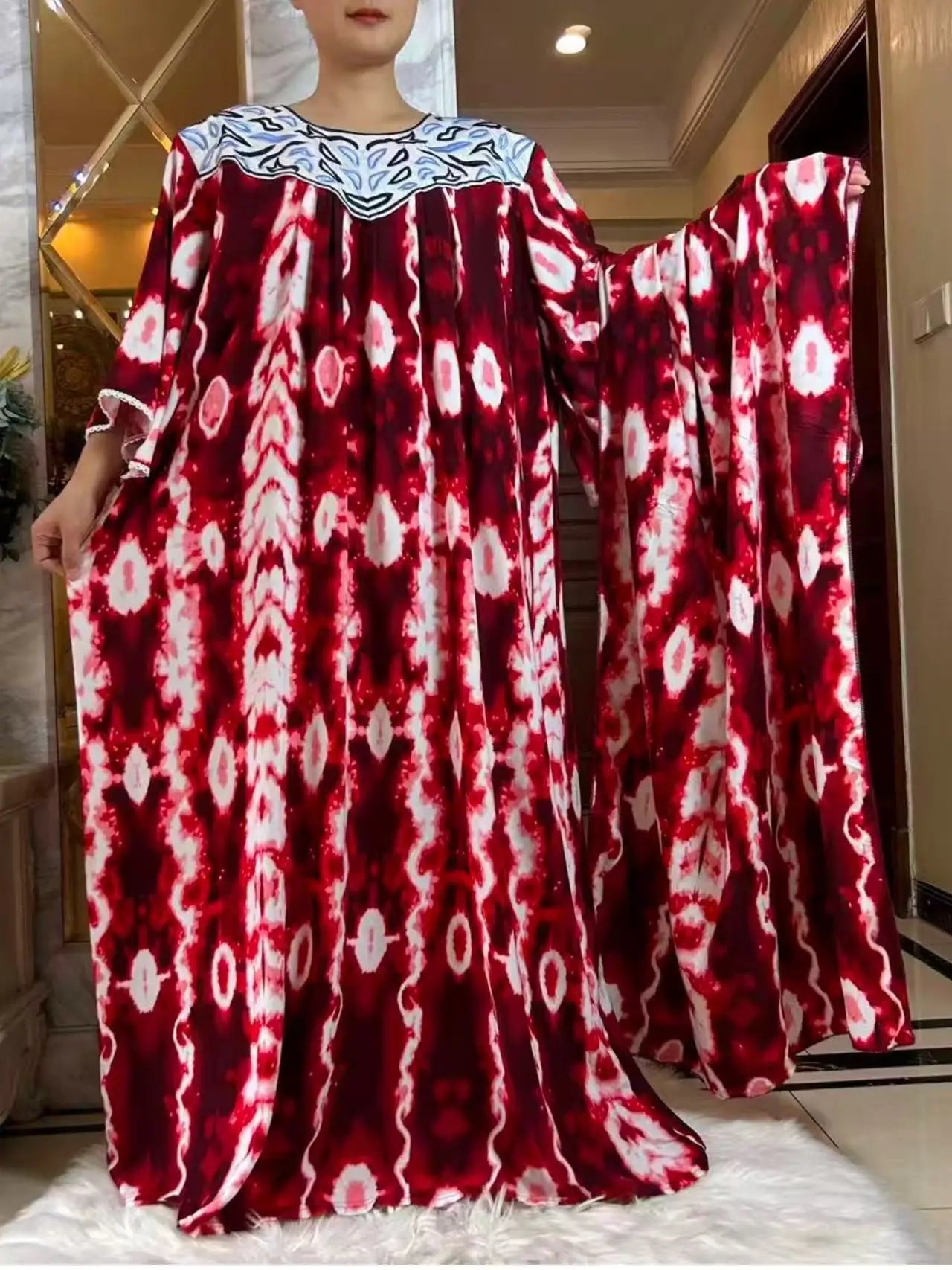 Latest Party Dress Printed Pure Cotton Women Long Dress Dubai Casual Holiday Fashion Party Dresses African Abaya Clothing