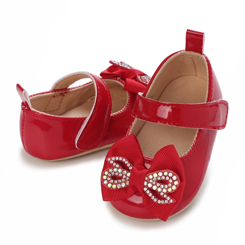 Spring and Autumn Bow Mary Jane Princess Shoes  Baby Girl Rubber Bottom Anti slip Sneaker