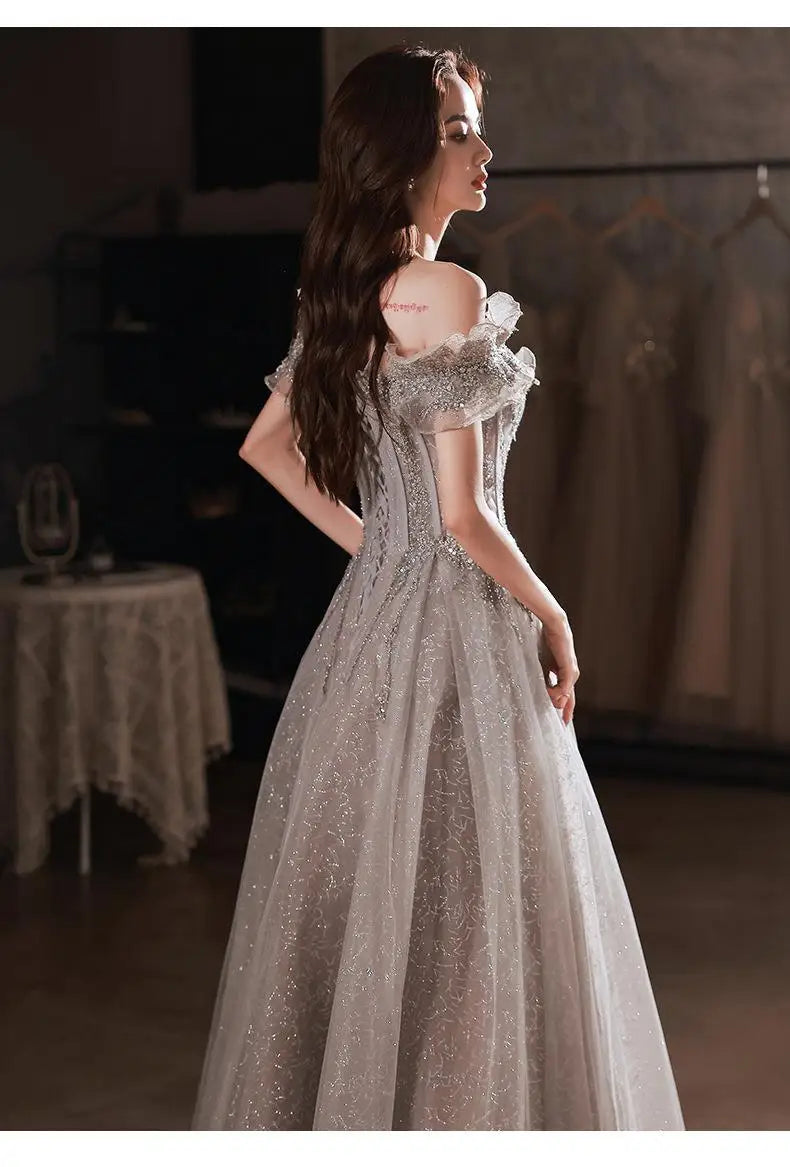 Banquet Evening Dress for Women New Style Spring and Summer One Shoulder Elegant Annual Meeting Host Fairy Style Birthday Dress