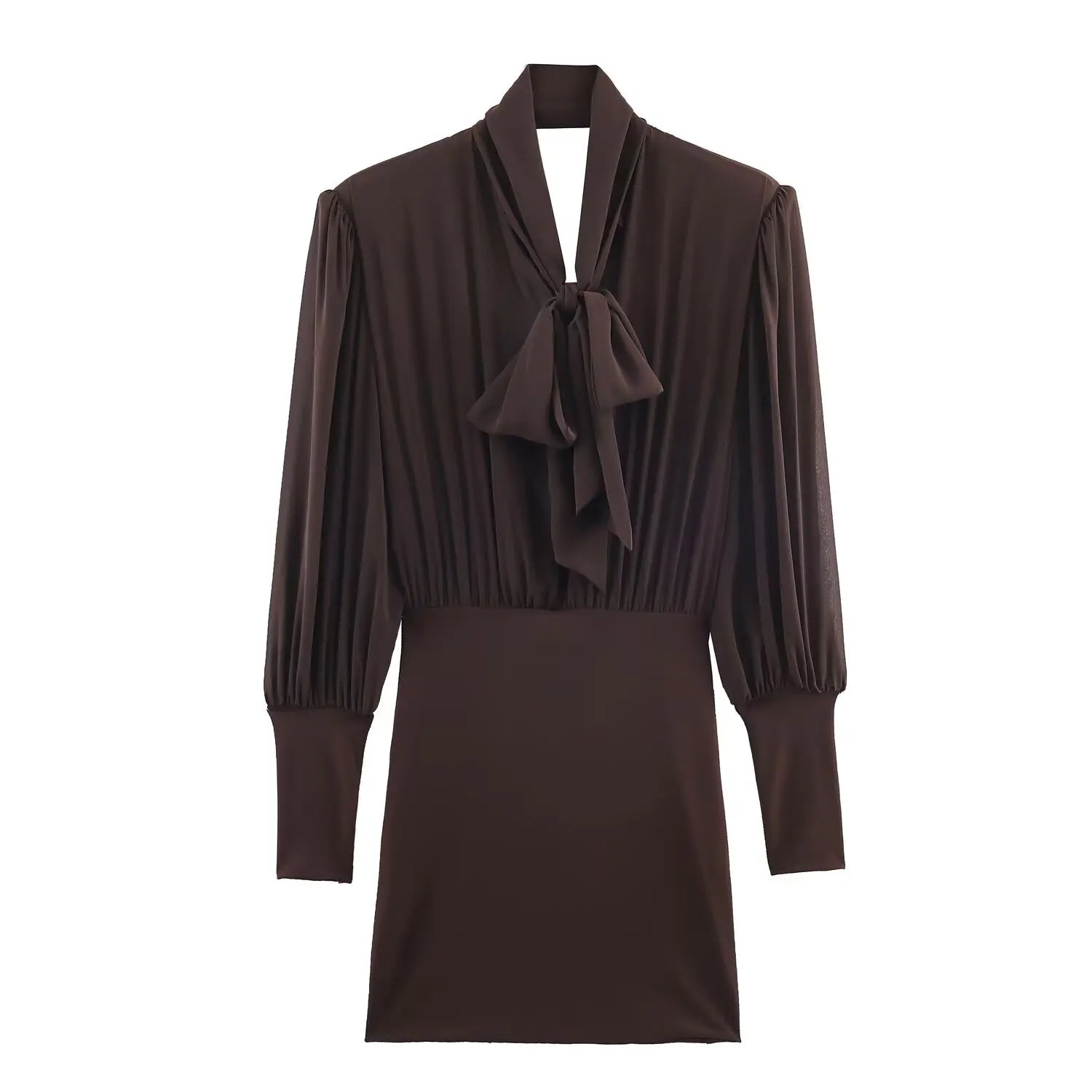 HH Female Party Dress Women Patchwork Short Dress Fashion Sexy Backless Long Sleeves Bow Tie Decoration Casual Summer Dress
