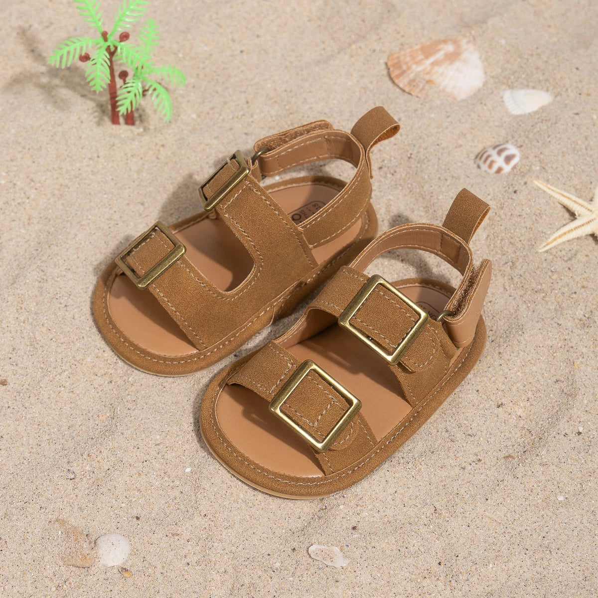 Casual Style Buckle Decoration Beach Baby Sandals Anti-slip Comfortable Soft-soled Baby First Walkers