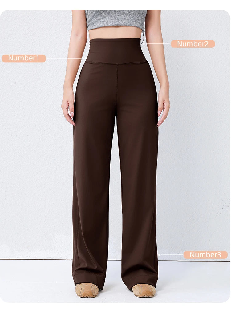 Women's High Waist Yoga Pants Loose Fit Straight Wide Leg Solid Color Spring Outdoor Wear Sports Fitness