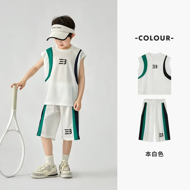Boys Basketball Suit Summer Sportswear Comfortable Suit Vest Lightweight Shorts Children's Korean Version Handsome Two-piece Set