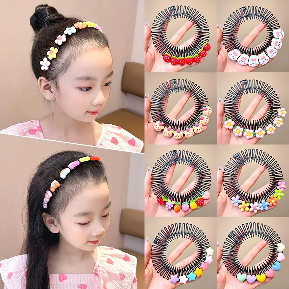 Professional Kids Anti-Frizz Hair Finishing Comb Invisible Circular Headbands for Flyaway Control Girls Cute Hair Jewelry Fixer