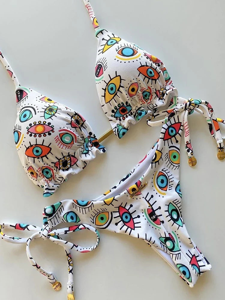 2022 Bikini Set Women Swimwear Push Up Swimsuit Bottom Print Brazilian Biquini Bathing Suit Swim Wear Beach