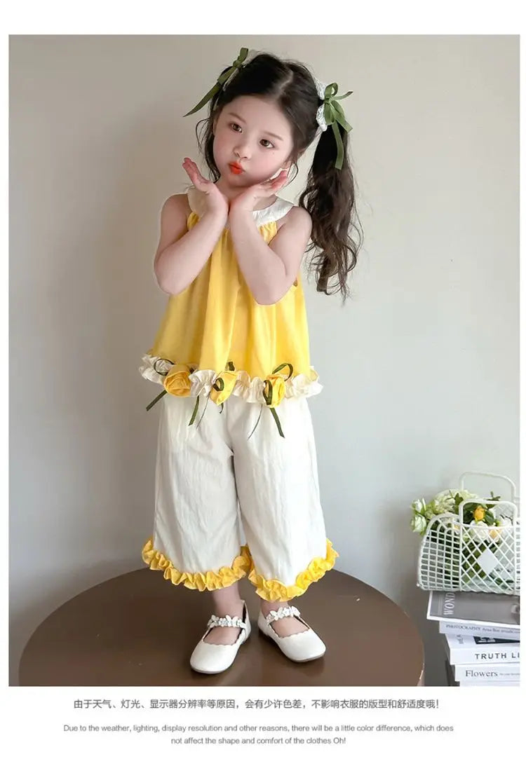 Children's Sets Floral Girls Set Summer New Kids Super Cute Short Sleeve Top