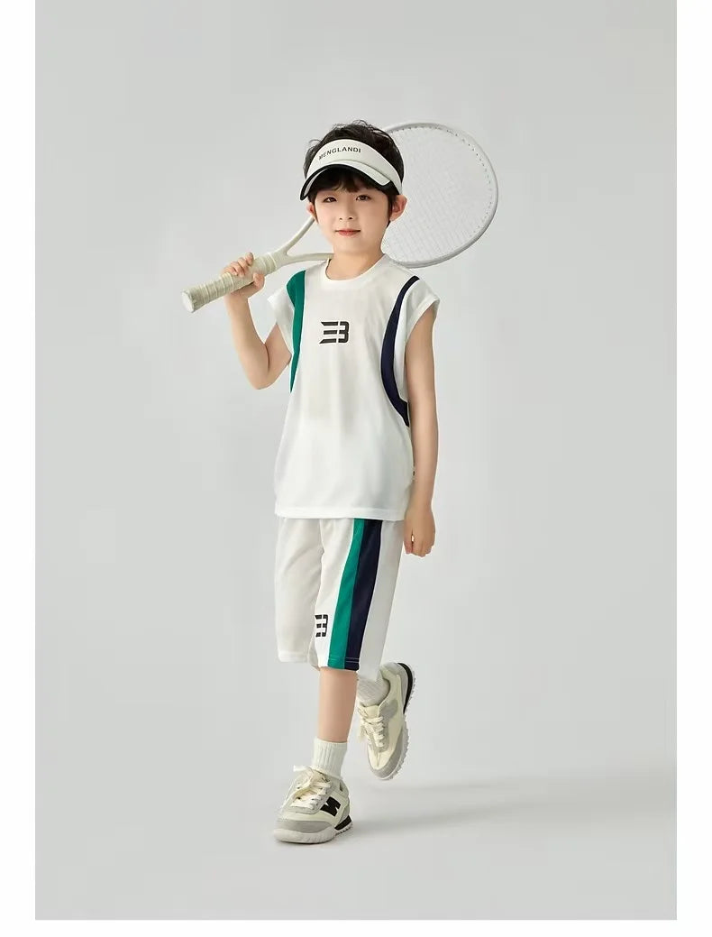Boys Basketball Suit Summer Sportswear Comfortable Suit Vest Lightweight Shorts Children's Korean Version Handsome Two-piece Set