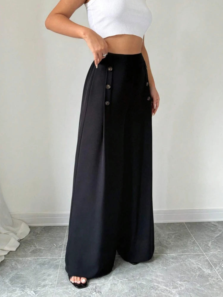 Fashionable Elegant High Waist Wide Leg Pants for Women Spring Summer Atmospheric Great Style Long Trousers