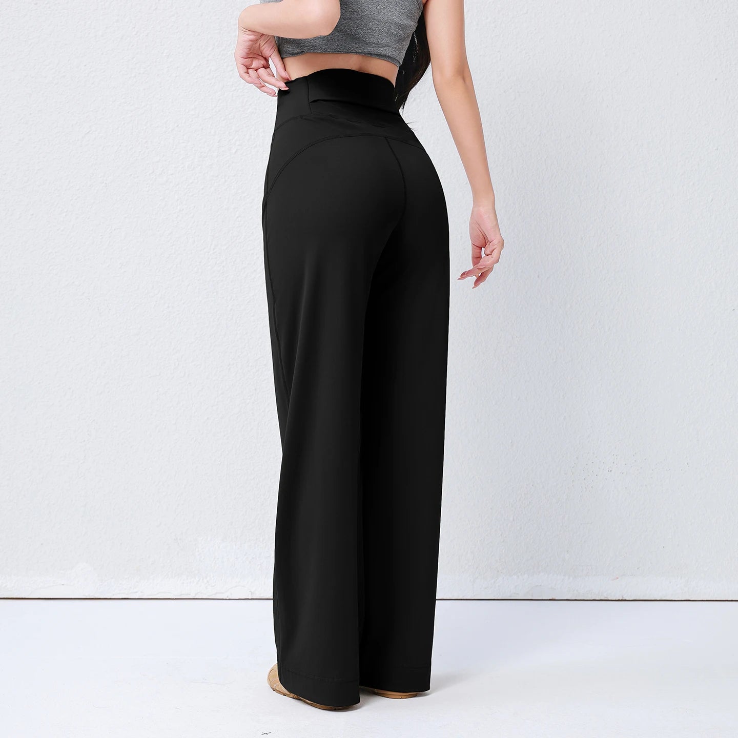 Women's High Waist Yoga Pants Loose Fit Straight Wide Leg Solid Color Spring Outdoor Wear Sports Fitness