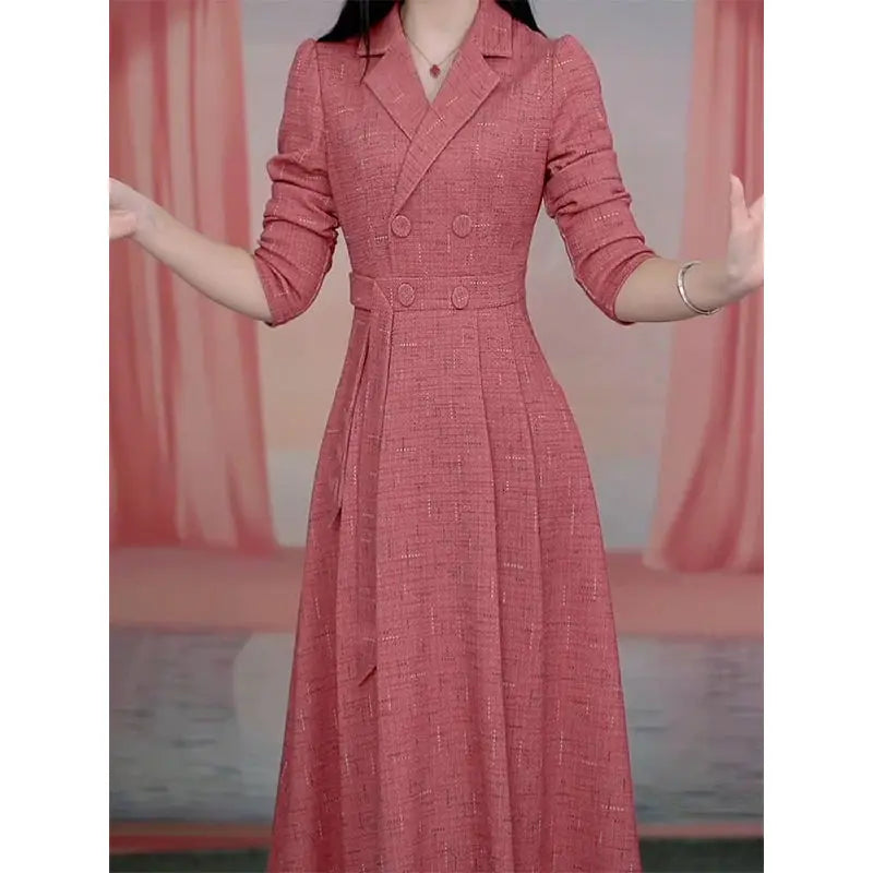 Western-style Women's Dress  Spring Autumn Female Fashion New Temperament Long-sleeved Dresses Korean Shrinking Slim Dress.