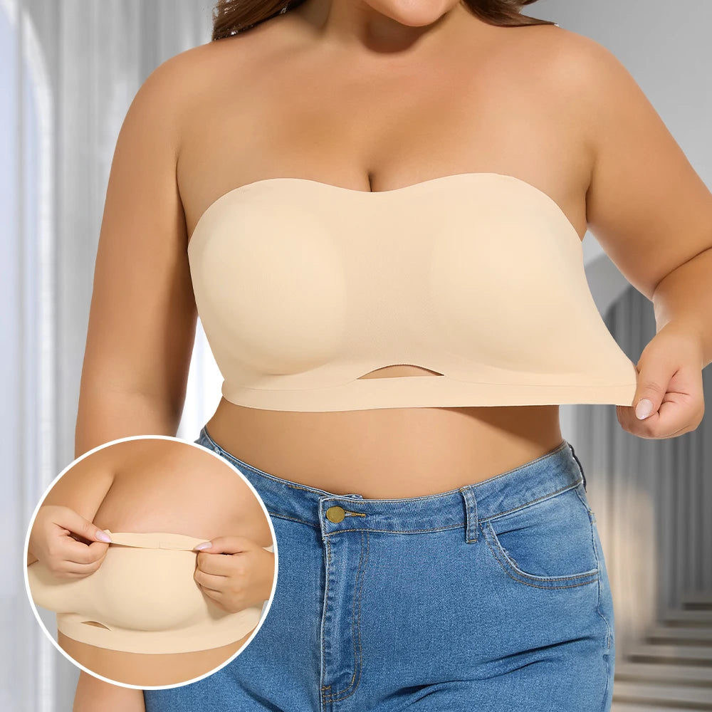 Strapless Bras for Women Lift Bra Wire-Free Anti-Slip Invisible Push Up Seam-free Detachable Straps Bandeau