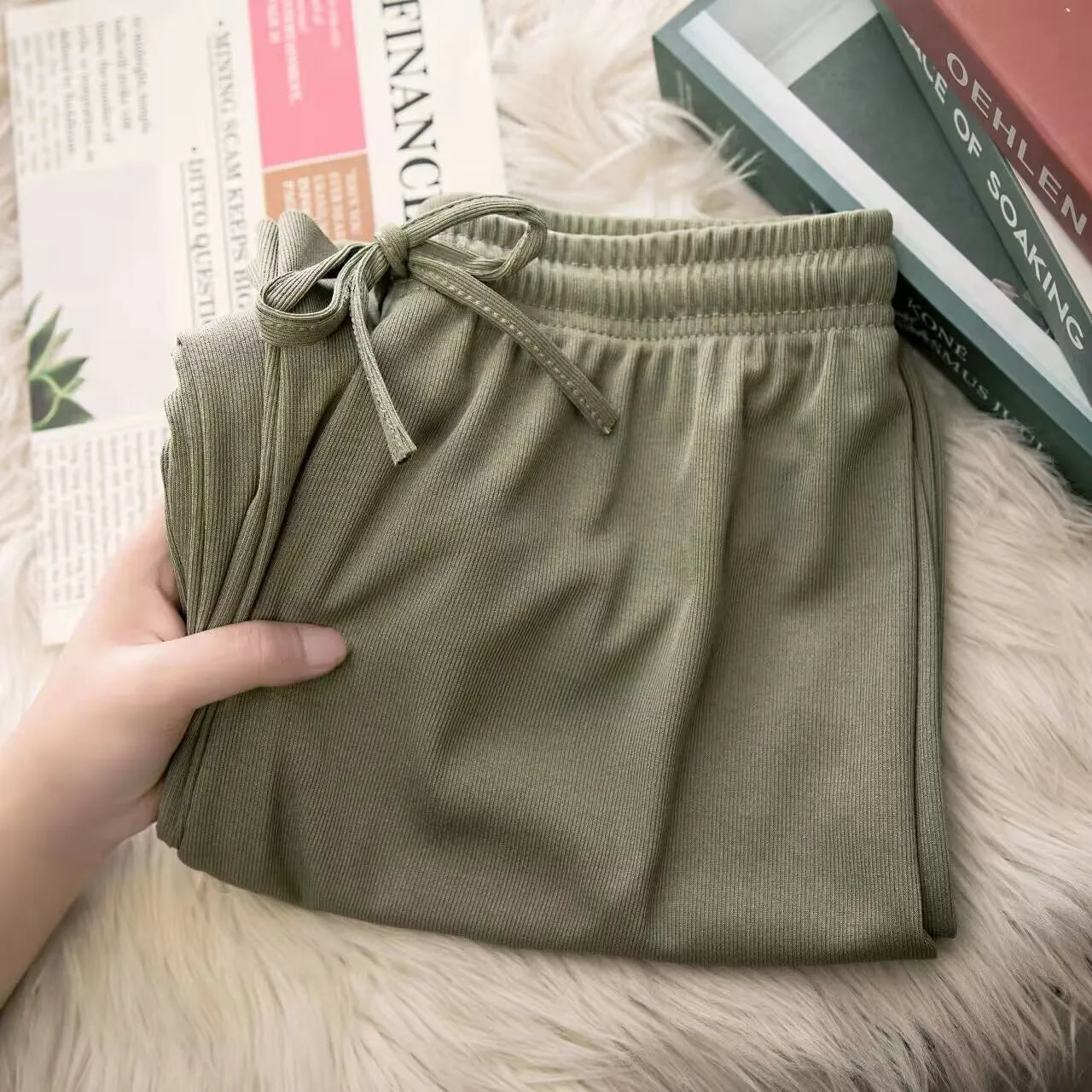 Women Pants Spring Summer Ice Silk Wide Leg Pants  High Waist Loose Straight Casual Pant Female Outdoor Black Trousers