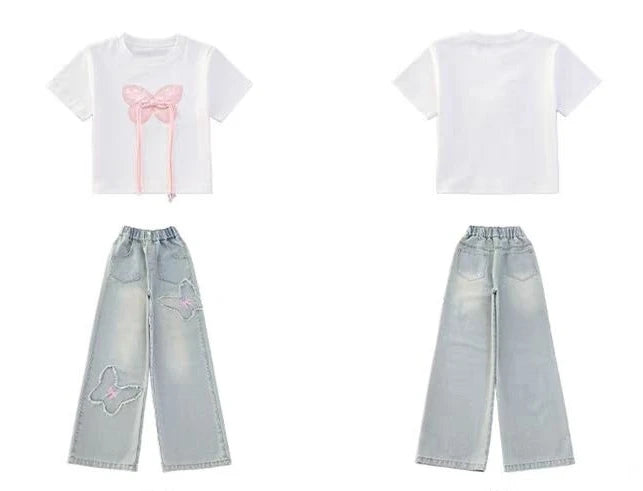 Child House Clothing Elementary Girl Summer Clothes Kids Set Korean Children's  Girly Setup Outdoor Top Girls Outfit Sets