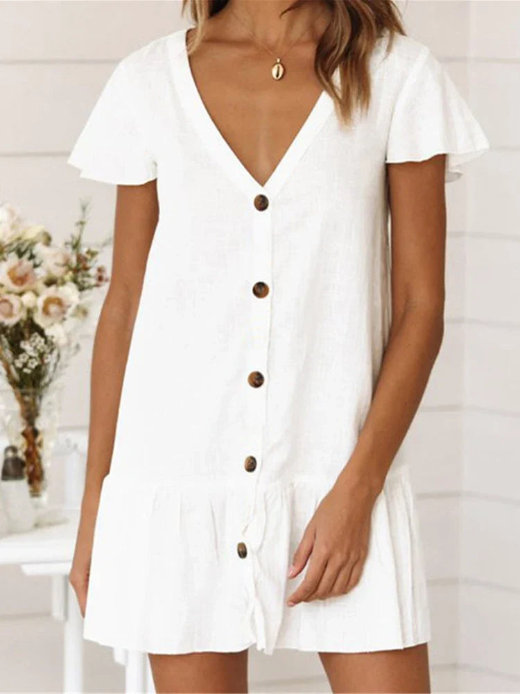 SUNFORYOU Cover-ups  Tunic For Beach Button Rayon V neck Beach Shirt Swimsuit Cover Up Vestido Sarong Beachwear Women Pareo