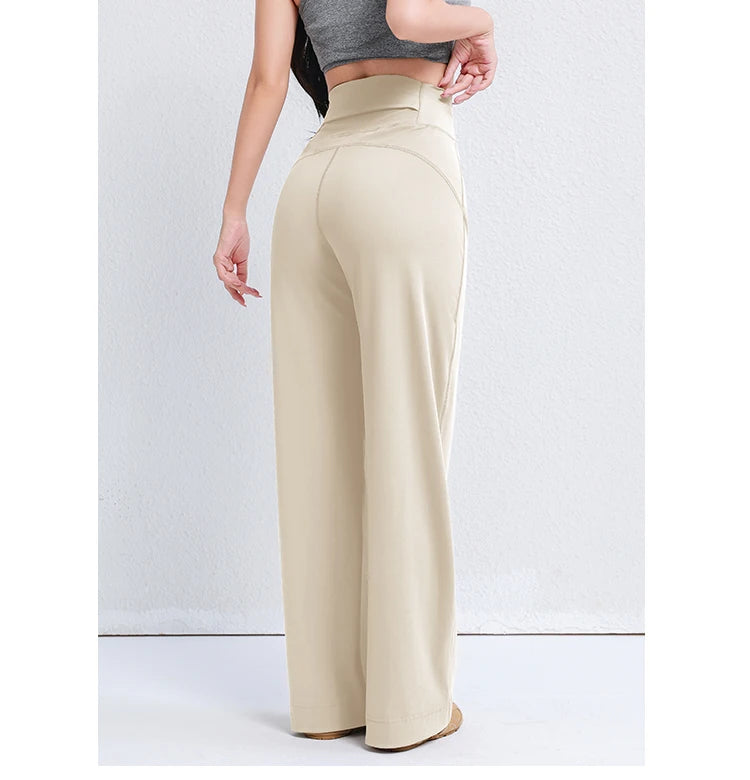 Women's High Waist Yoga Pants Loose Fit Straight Wide Leg Solid Color Spring Outdoor Wear Sports Fitness