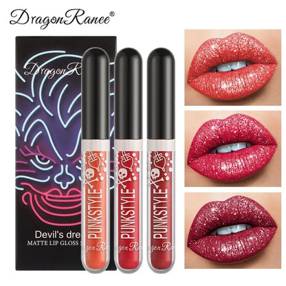 Lip Glaze Long-Lasting Matte Glitter Non-Fading Non-Stick Cup Non-Fading Lip Gloss Metal Shiny Lip Gloss Valentine's Day Gift Lip Glaze
