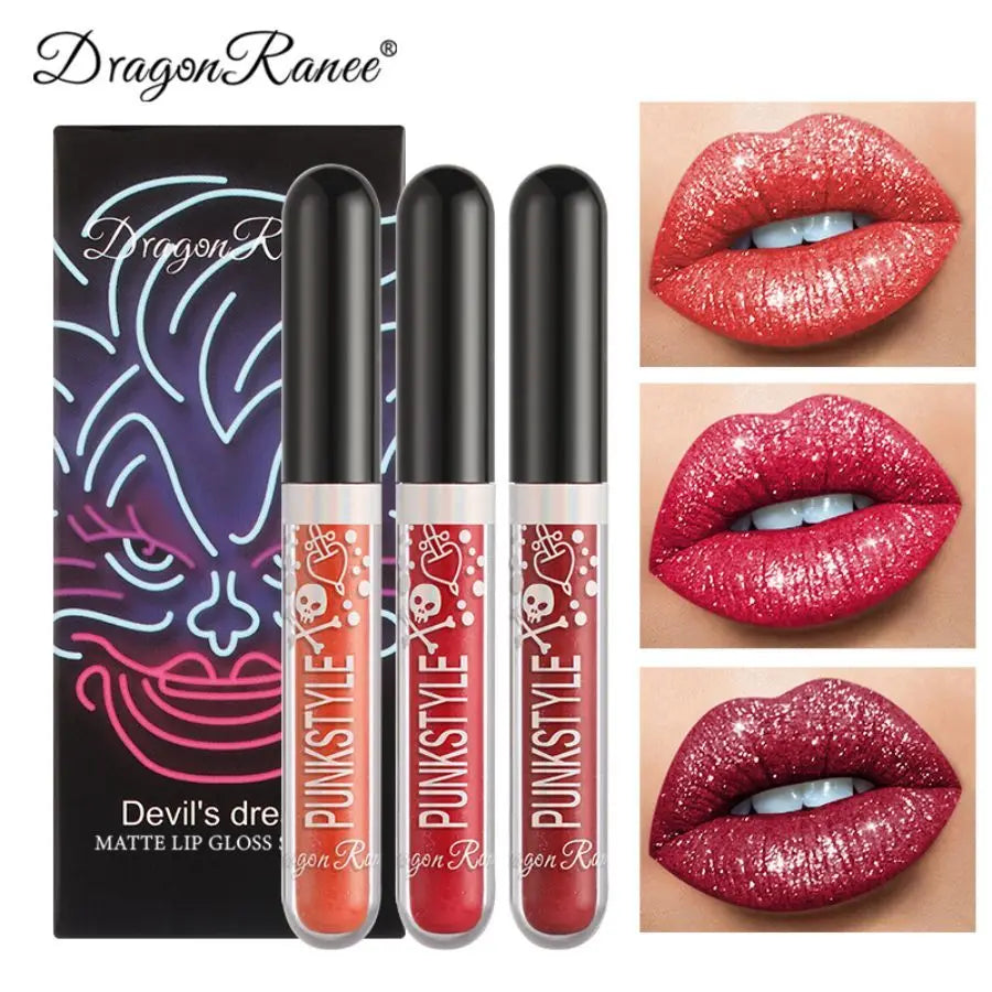 Lip Glaze Long-Lasting Matte Glitter Non-Fading Non-Stick Cup Non-Fading Lip Gloss Metal Shiny Lip Gloss Valentine's Day Gift Lip Glaze