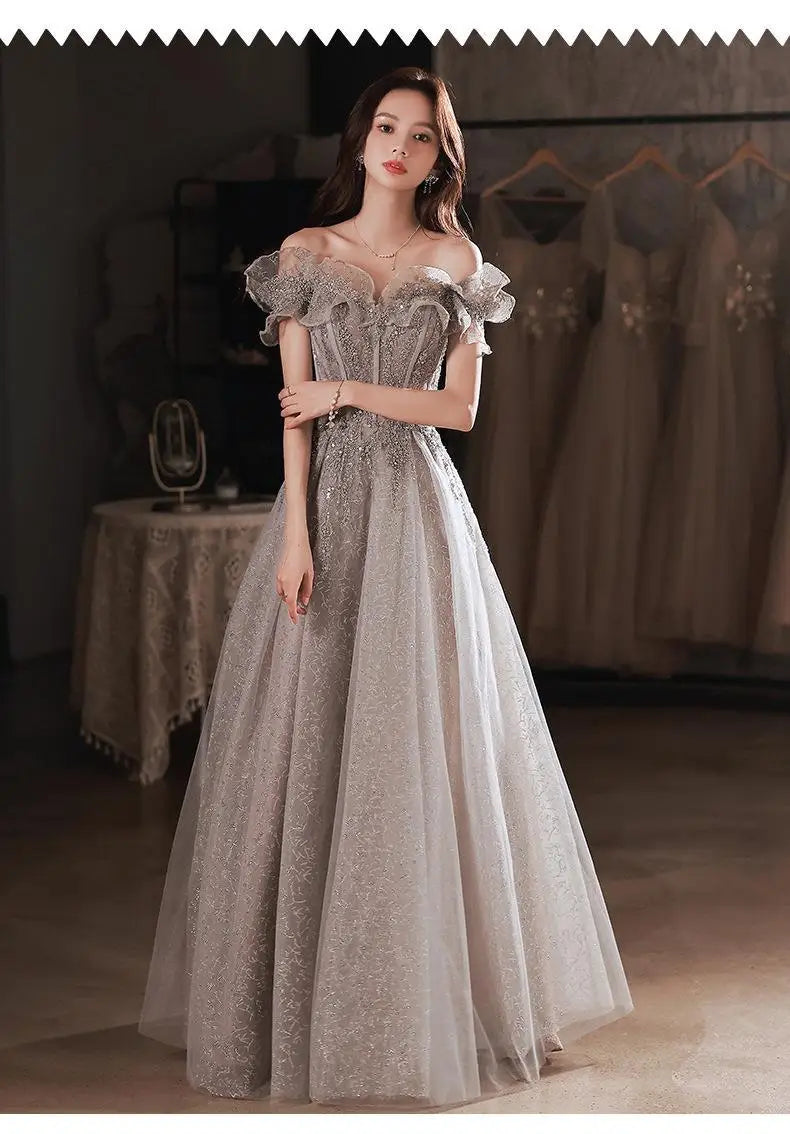 Banquet Evening Dress for Women New Style Spring and Summer One Shoulder Elegant Annual Meeting Host Fairy Style Birthday Dress