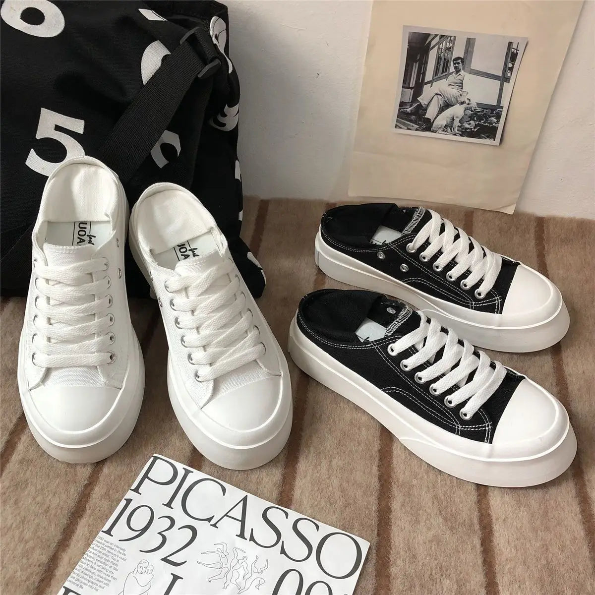 Women's Shoes Round Toe Female Footwear Canvas White High On Platform Stylish Offer New Arrival 2025 Cheap Low Price Urban
