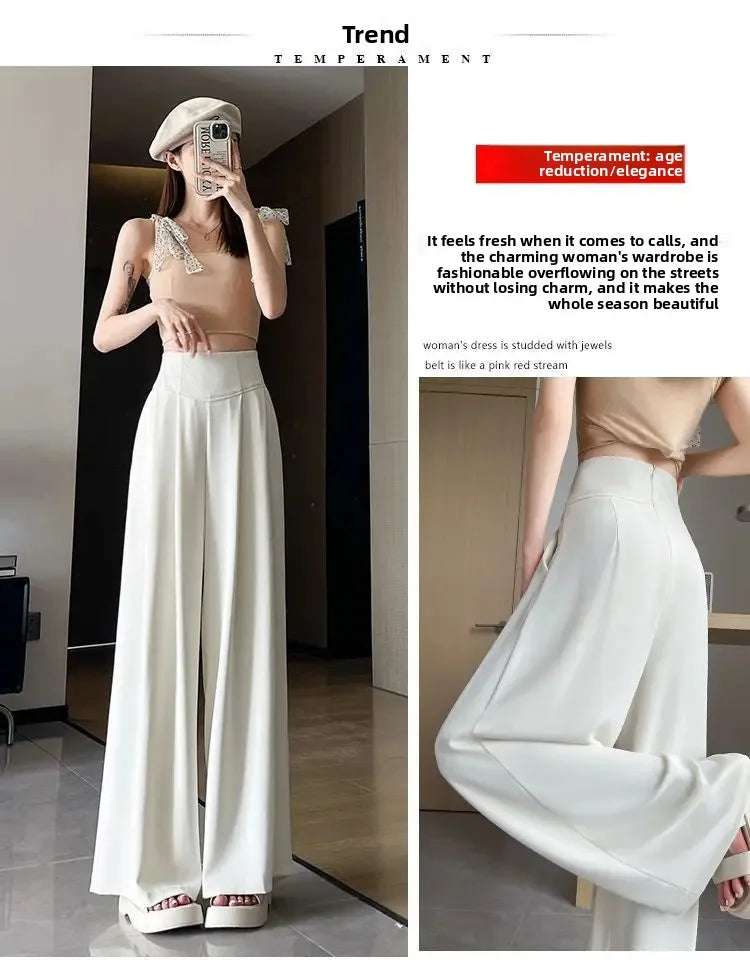 High Waist Wide Leg Straight Cut Casual Loose Long Pants Women's Suit Pants Spring Summer New Arrival Floor Length Trousers