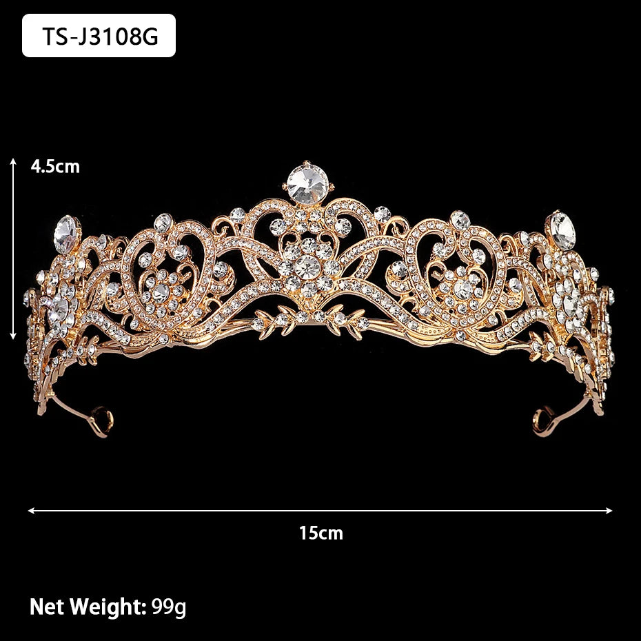Efily Gold Color Wedding Tiaras and Crowns for Pearl Rhinestone Headband Bride Headpiece Jewelry