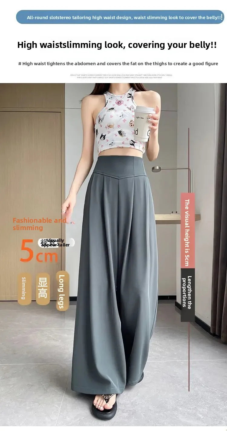 High Waist Wide Leg Straight Cut Casual Loose Long Pants Women's Suit Pants Spring Summer New Arrival Floor Length Trousers