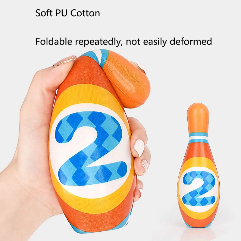 Child Bowling Toys Sets Toddlers Fun Educational Games Safe Soft PU Cotton Bowling Pins And Balls Kids Outdoor Indoor Sports