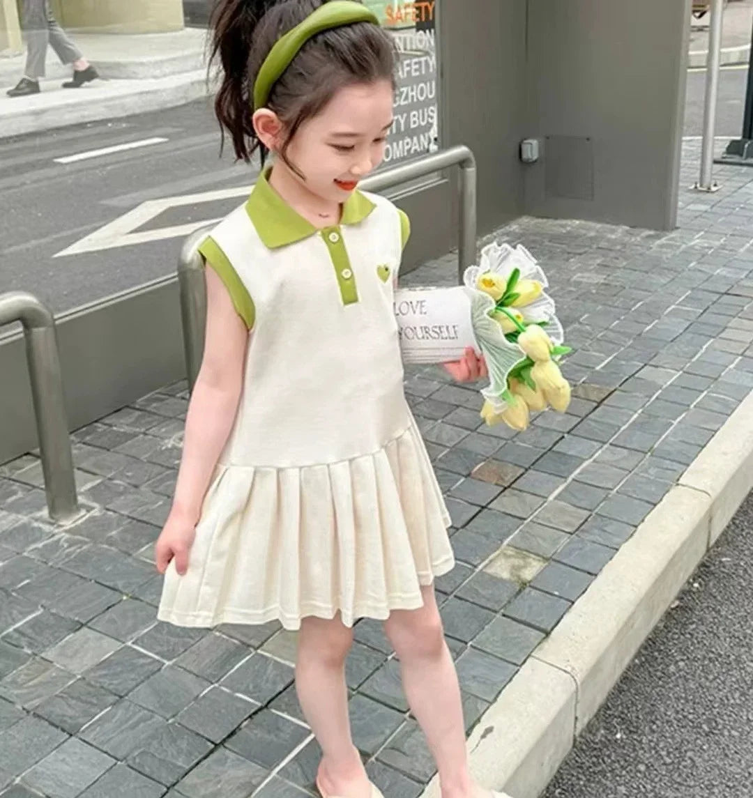 Summer Turn-Down Collar Kids Clothes Fashion Toddler Baby Girls Clothing Summer Dress Girl Clothes