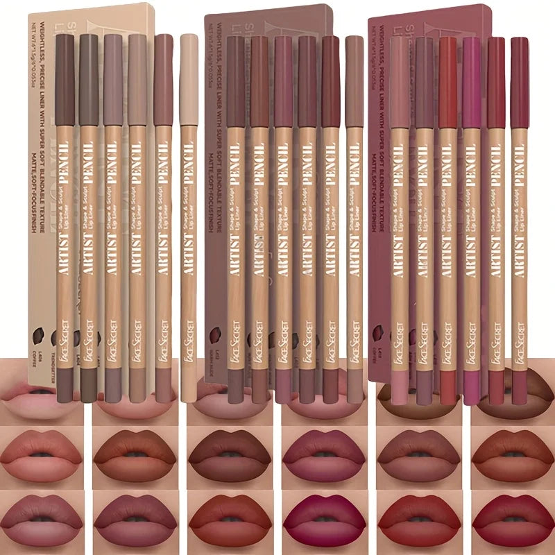 Velvet Matte Lip Liner Pencils Set Long-Lasting Non-Drying Perfect for Lining Filling Lips Versatile for All Skin Typ