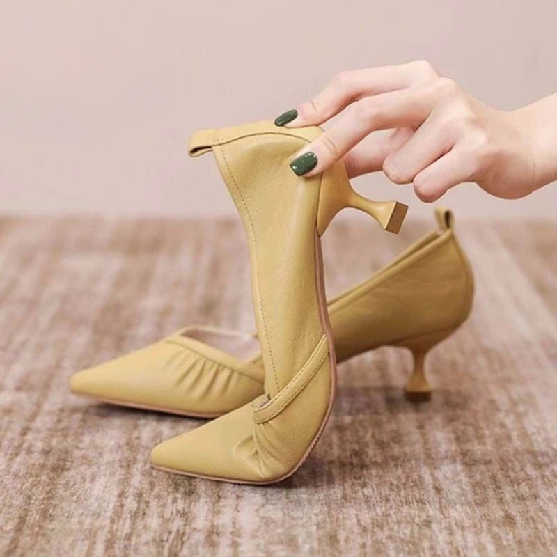 Women's Shoes Formal Black Ladies Pumps with Medium Heels Pointed Toe Luxury Brand Elegant Dress Popular Stylish Lastest Y2k A L
