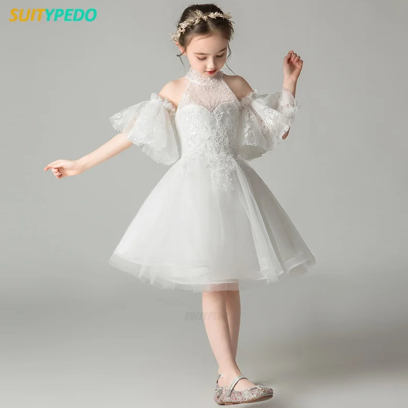 Latest Prom Dresses For Girls Luxury Halter Flower Girls Dress For Wedding Birthday Party  Pagent Gown For Formal Occasions