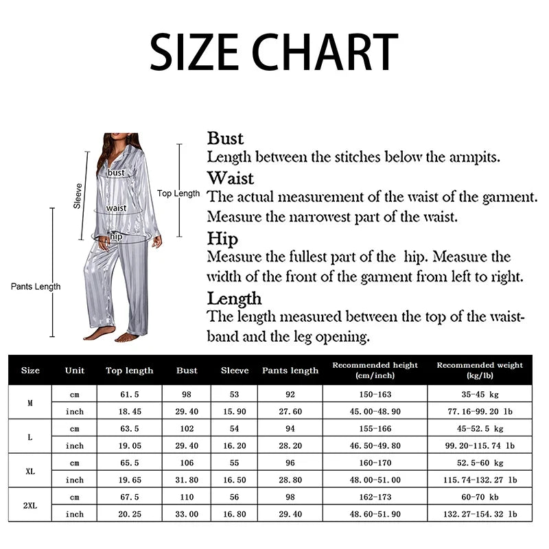 Women's striped pajama set, solid French silk satin pajamas, two piece set, comfortable home pajamas