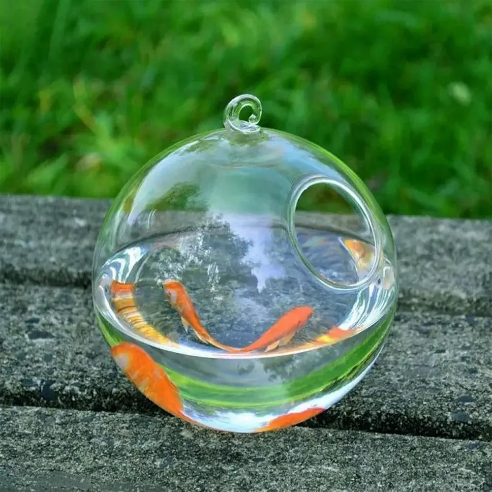 Aquarium Decoration With Rack Holder Hydroponics Vase Wall Hanging Vase Ornament Fish Tank Hanging Glass Fish Bowl Fish Bowl