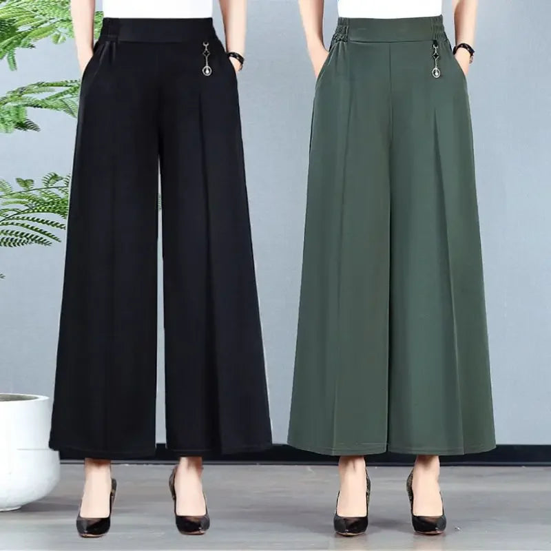High Waist Wide Leg Pants Mom Style Loose Fit Nine-Tenths Slimming Female Fashionable Long Trousers from Mainland China