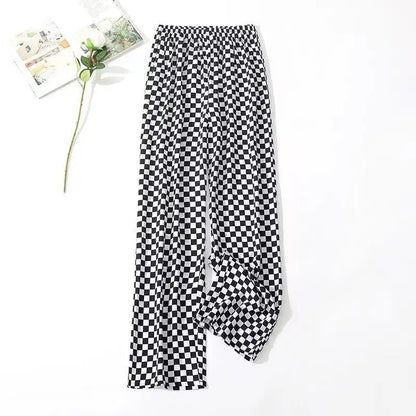 High Waist Floral Pants Straight Leg Home Leisure Women's plus Size High Elasticity Air Conditioning Pants Casual Trousers