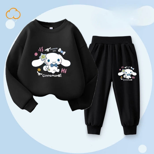 Sanrio Spring Autumn Children's Clothing Set Boys Girls Thin Sweatshirt and Sweatpant Two Piece Suit Kids Tracksuit Sweatsuit
