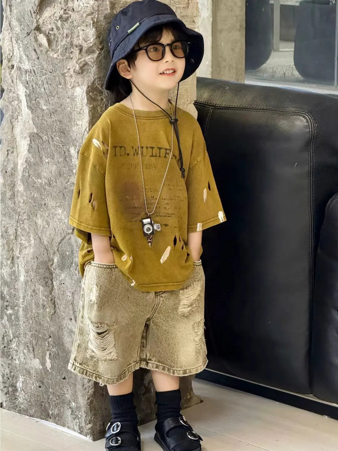 Boys Clothing Set  Korean Loose Shirts+shorts 2pcs/set Sport Suits for Kids Teenager Tracksuits Casual Baby Outfits Clothes