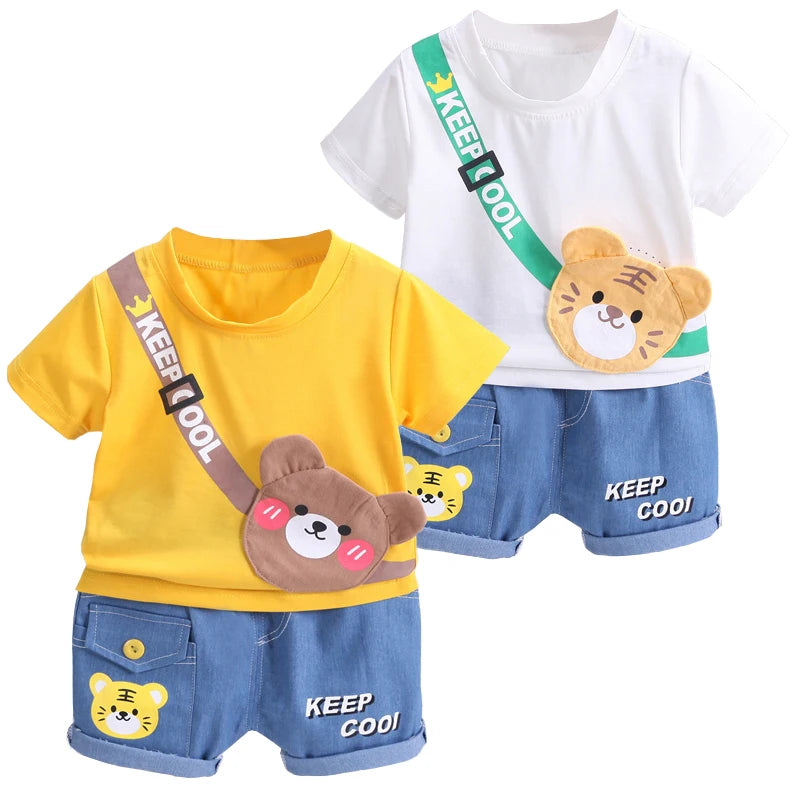 Summer Baby Boys Clothing Sets Cartoon Bear Cotton T-Shirt + Shorts  Suits for Baby Kids Tracksuits Infant Casual Outfits