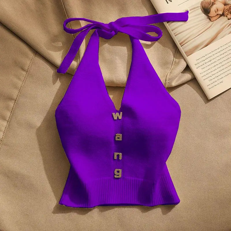 Slim Fit Knitted ter Top Women's Inner Wear Summer Sexy oulder Baring ort Svel irt Outerwear Trendy