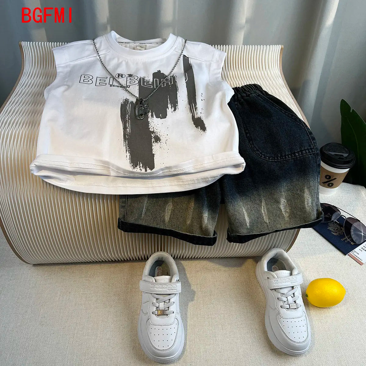 Hot Sale Fashion Baby Boy Suit Summer Clothes Short Sleeve T-shirt Short Jeans 2 Piece Set Kids Outfit  Children's Costume