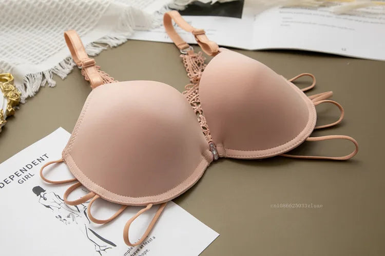 Sexy Woman Silky Underwear Comfortable Adjustable Bra Underwire Back Floral Embroidery Seamless Bra for Women Intimate Sleepwear