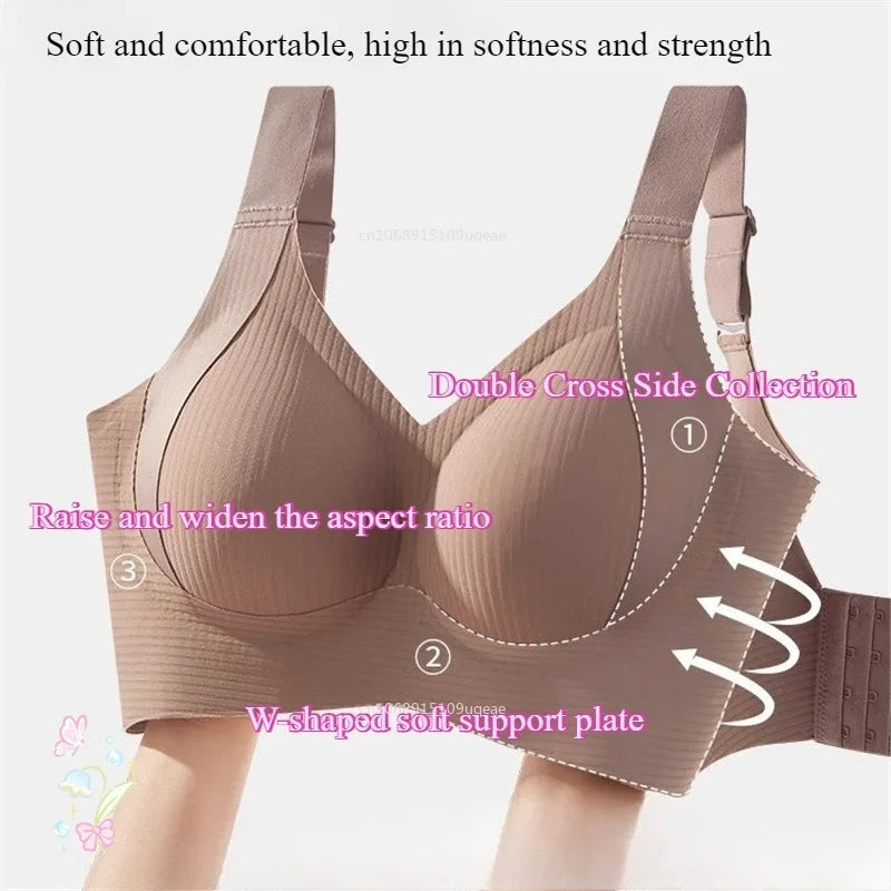 Women Widened Lifting Non Slip Shoulder Strap Bra Simple and Casual No Trace Beautiful Back Full Cup Size Adjustable Underwear