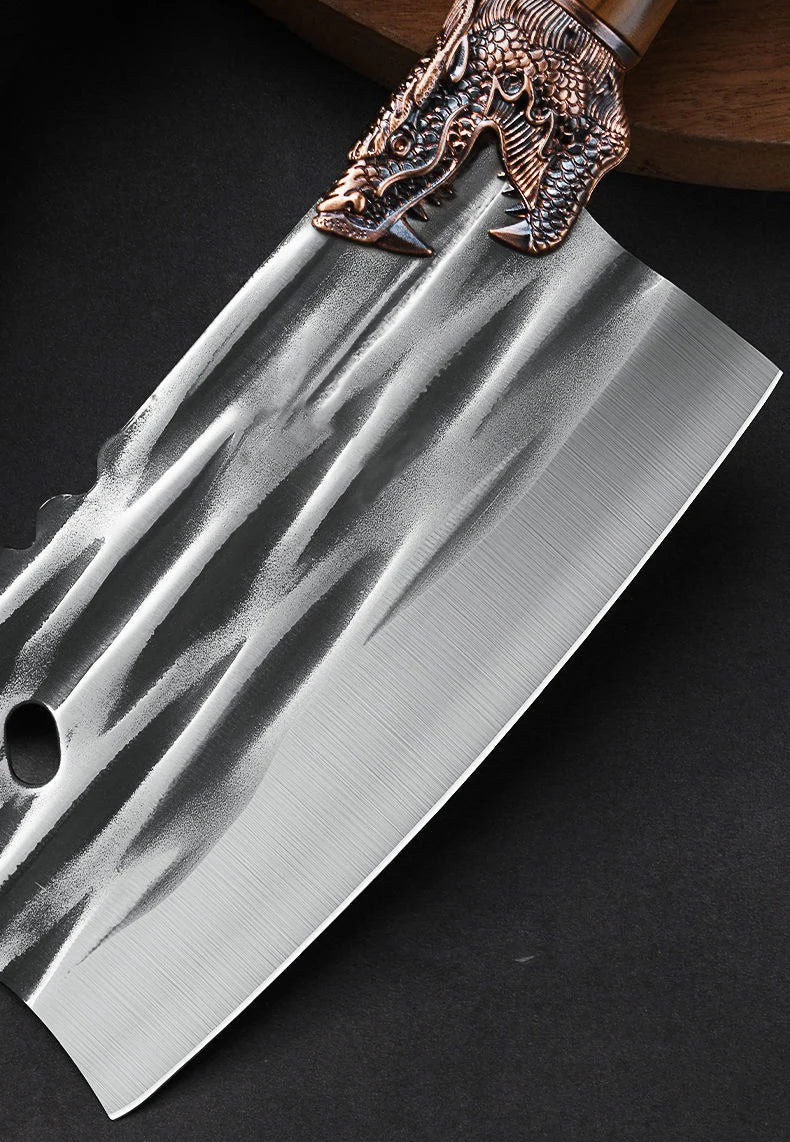 Loong Head Handle Chopping Knife Handmade Forged Bone Knife Butcher Chef's Slicing Knives Cleaver Cooking Knife Kitchen Utensil