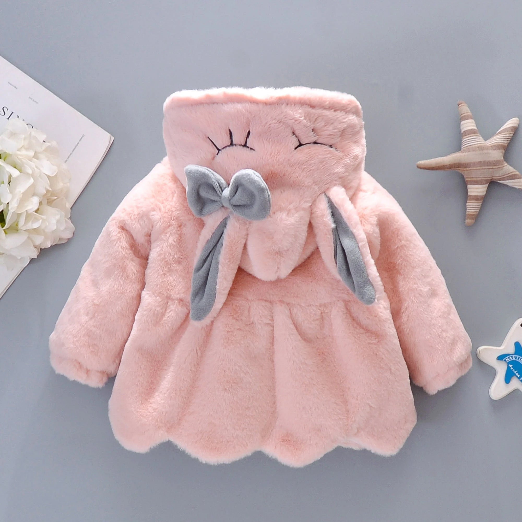 New Winter Coat Baby Girl Cold Protection Cute Hooded Coat With Free Bag For Kids (Available)