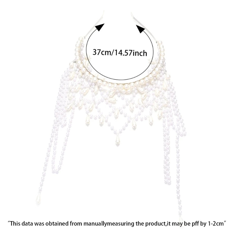 Handmade Imitation Pearls Bridal Hair Chain Elegant Wedding Headpiece Comfortable Headbands For Bride