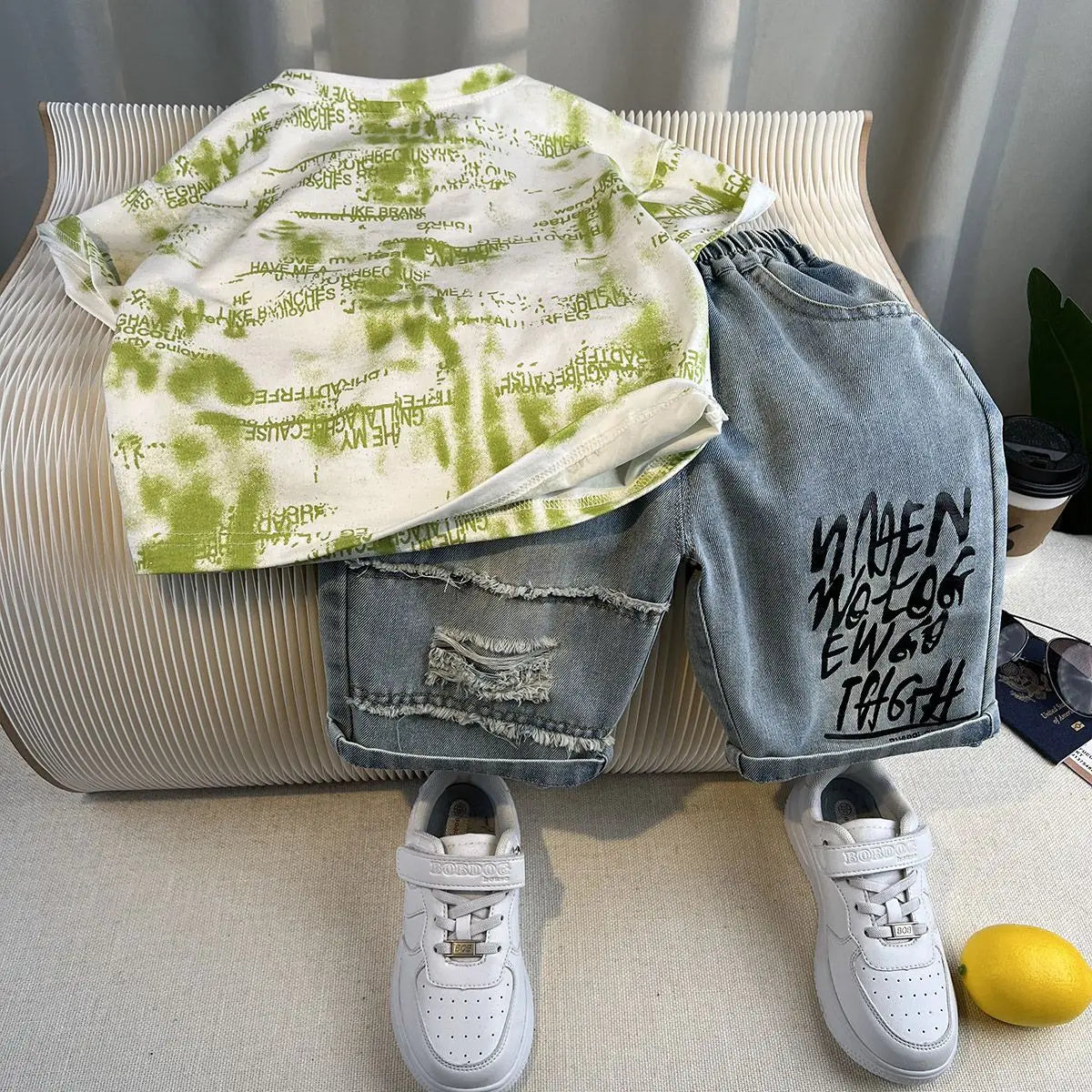Hot Sale Fashion Baby Boy Suit Summer Clothes Short Sleeve T-shirt Short Jeans 2 Piece Set Kids Outfit  Children's Costume