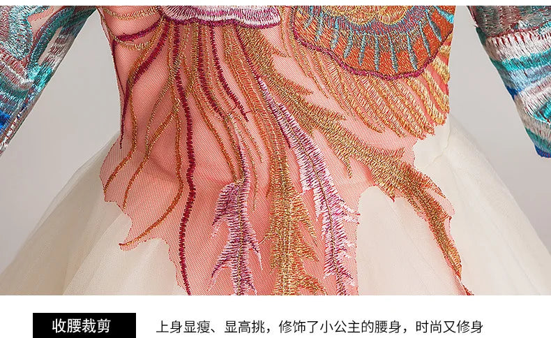 New Fashion Flower Girl Dress Bead Appliques Birthday Party Wedding Dress Children Fancy Princess First Communion Gown