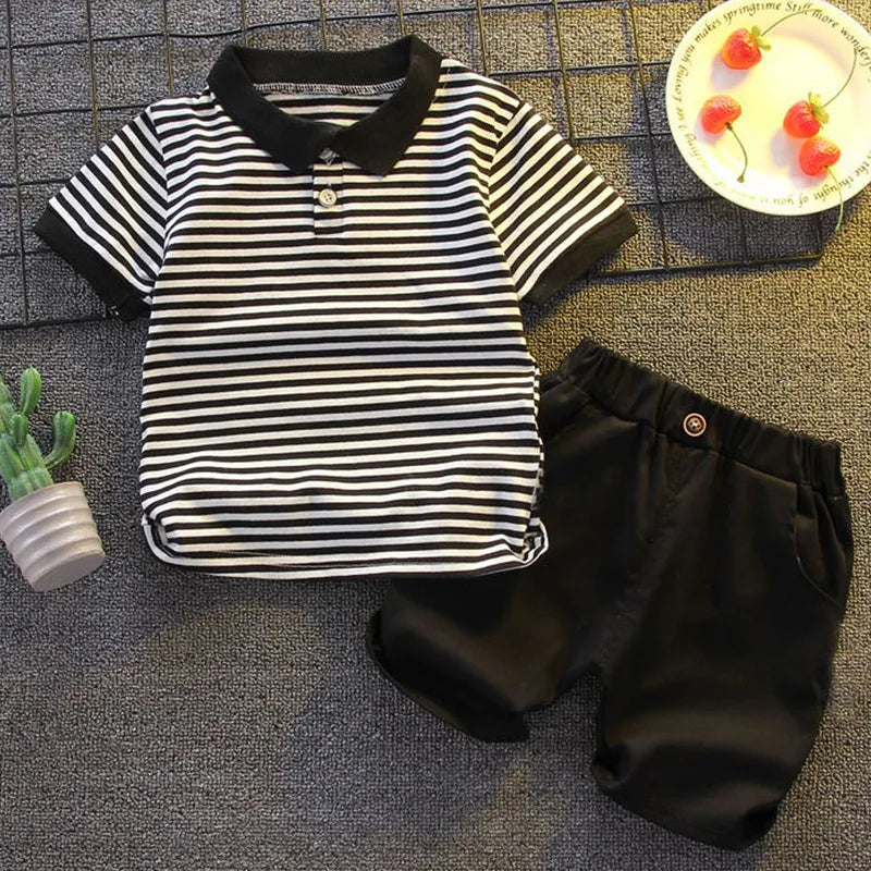 Fashion Boys Clothes Sets Toddler Kids Polo T-shirt + Shorts Children's Clothes