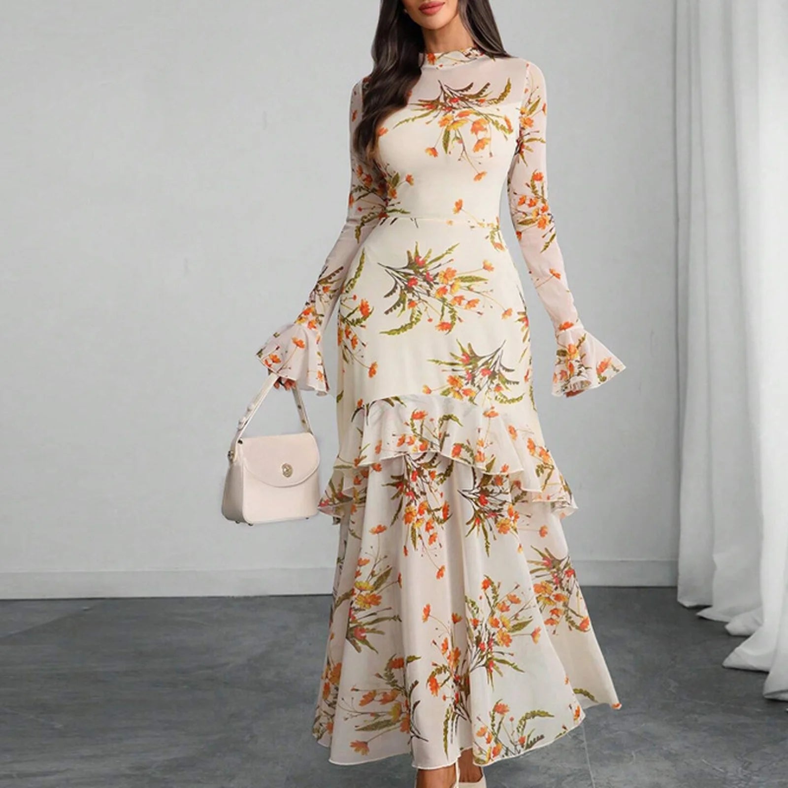 women's clothing party dresses Women's Evening Gown Clothing Vintage Floral Print Maxi Dresses Spring